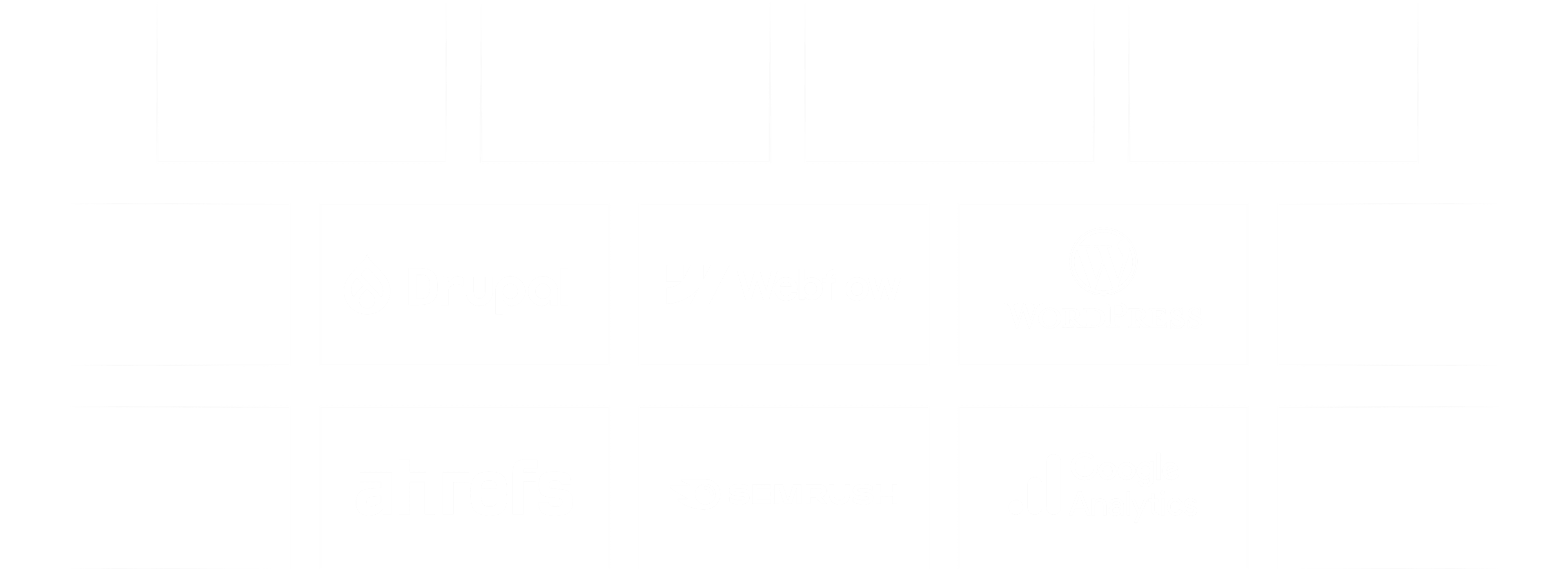 GRRO integrates natively with Drupal, Webflow, WordPress, Ahrefs, Semrush, and Google Analytics plus every major AI engine